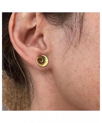 2PCS Fashion Round Spiral Saddle Plugs Hangers for Stretched Lobe Ear Tunnels Gauges Plugs Piercing Body Jewelry 8mm(0G) Gold...