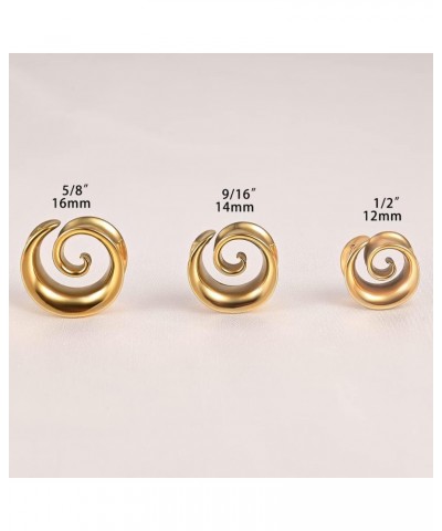 2PCS Fashion Round Spiral Saddle Plugs Hangers for Stretched Lobe Ear Tunnels Gauges Plugs Piercing Body Jewelry 8mm(0G) Gold...