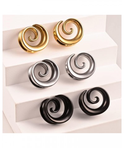 2PCS Fashion Round Spiral Saddle Plugs Hangers for Stretched Lobe Ear Tunnels Gauges Plugs Piercing Body Jewelry 8mm(0G) Gold...