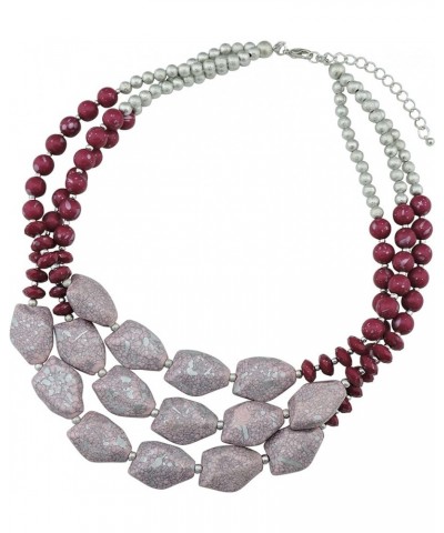 Multi Layer Necklace for Women Beads Statement Chunky Necklace and Earring Set rose $14.57 Necklaces