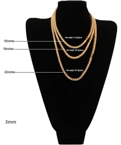 1 Rows AAA Cubic Zirconia 16-22 Inches Iced Out Tennis Bling Lab Simulated Diamond Chain Necklace Hip-Hop Cuban Link Chains N...