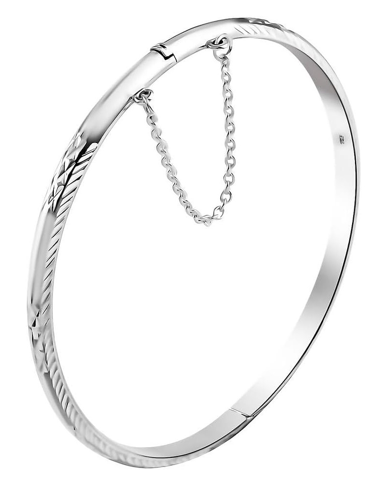 Shop LC 925 Sterling Silver Bracelets For Women Diamond Cut Bangles 7.5" Birthday Gifts for Women silver $17.16 Bracelets