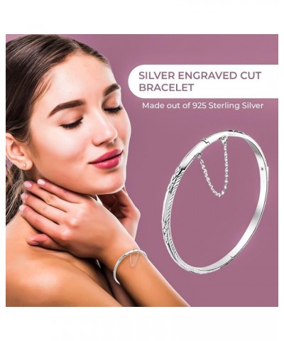 Shop LC 925 Sterling Silver Bracelets For Women Diamond Cut Bangles 7.5" Birthday Gifts for Women silver $17.16 Bracelets