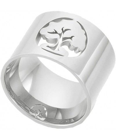 Women's Stainless Steel Hollow Tree of Life Ring Simple Wedding Engagement Band for Girl style B silver $7.41 Men's Jewelry