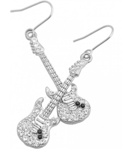 Crystal Electric Hanging Guitar Earrings $9.00 Earrings