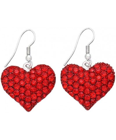 Red Heart Earrings for Women Rhinestone Love Heart Dangle Drop Earrings Valentine'S Day Heart Statement Earrings Gifts Jewelr...