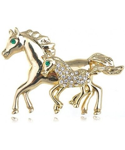 Golden Tone Clear Rhinestones Cutout Fairytale Stallion Horse Clear $10.19 Brooches & Pins