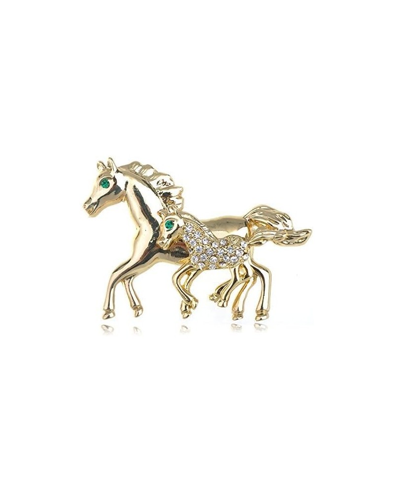 Golden Tone Clear Rhinestones Cutout Fairytale Stallion Horse Clear $10.19 Brooches & Pins