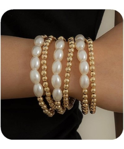 14K Gold Plated Beaded Bracelets Elastic Rope Bracelet for Women and Girls Style 6 acrylic $6.35 Bracelets