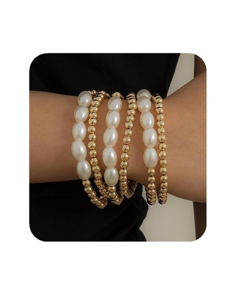 14K Gold Plated Beaded Bracelets Elastic Rope Bracelet for Women and Girls Style 6 acrylic $6.35 Bracelets