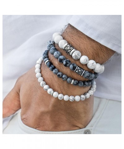 Howlite Bracelet 6/8/10MM Dia White Stones with 925 Sterling Silver Beads for Men and Women Washers - 6mm - Size XL $47.46 Br...