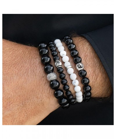 Howlite Bracelet 6/8/10MM Dia White Stones with 925 Sterling Silver Beads for Men and Women Washers - 6mm - Size XL $47.46 Br...