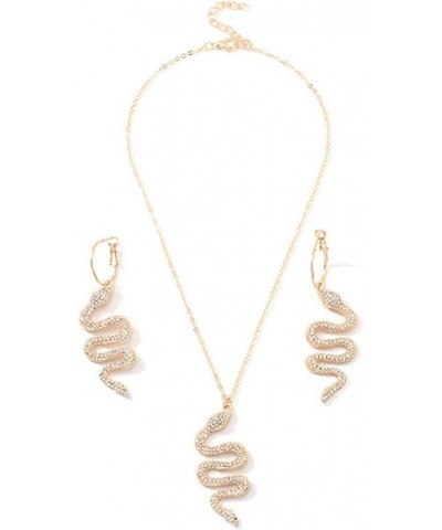 Snake Necklace and Earrings Set for Women Punk Snake Jewelry Gift (js000793) Gold $8.50 Jewelry Sets