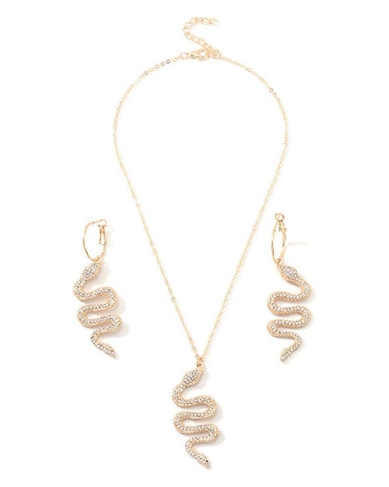 Snake Necklace and Earrings Set for Women Punk Snake Jewelry Gift (js000793) Gold $8.50 Jewelry Sets