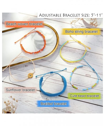 Waterproof Adjustable Boho Bracelets Set Braided String Hawaii Jewelry Gifts for Women Teen Girls Multicolor $8.83 Bracelets