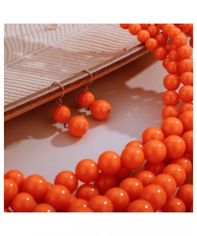 1920s Multilayer Twisted Beads Cluster Choker Necklace with Earrings Orange $10.07 Necklaces