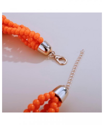 1920s Multilayer Twisted Beads Cluster Choker Necklace with Earrings Orange $10.07 Necklaces