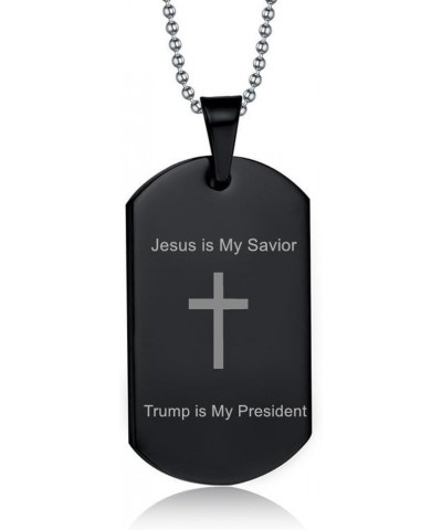 Personalized Jesus is My Savior Trump is My President Gift for Men Women,Custom Jesus Cross Dog Tag Pendant Christian Wristba...