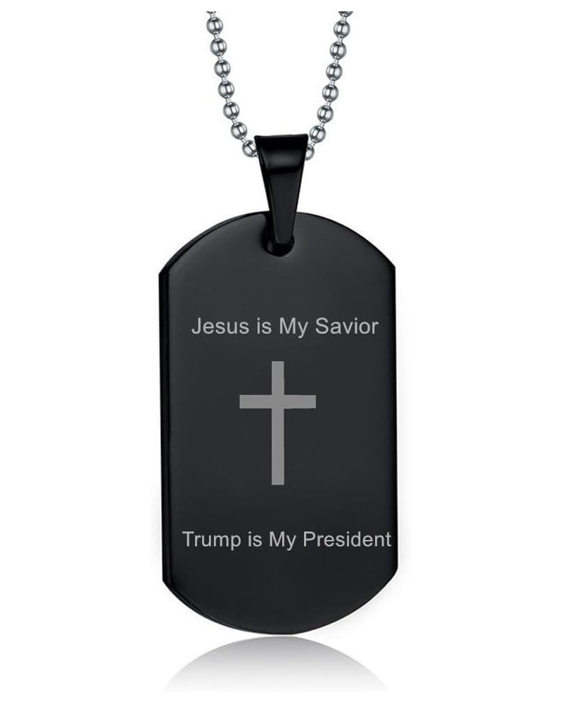 Personalized Jesus is My Savior Trump is My President Gift for Men Women,Custom Jesus Cross Dog Tag Pendant Christian Wristba...