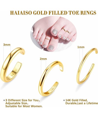 14K Gold Filled Toe Rings Adjustable Toe Ring for Women Thin Toe Rings Open Band Toe Ring Summer Beach Foot Jewelry Set 3MM $...