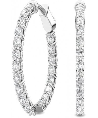 Stunning 1-5 Carat (ctw) White Gold Oval Shape LAB GROWN Diamond Hoops Earrings (Color E-F Clarity VS2-SI1) Platinum 2.5 cara...