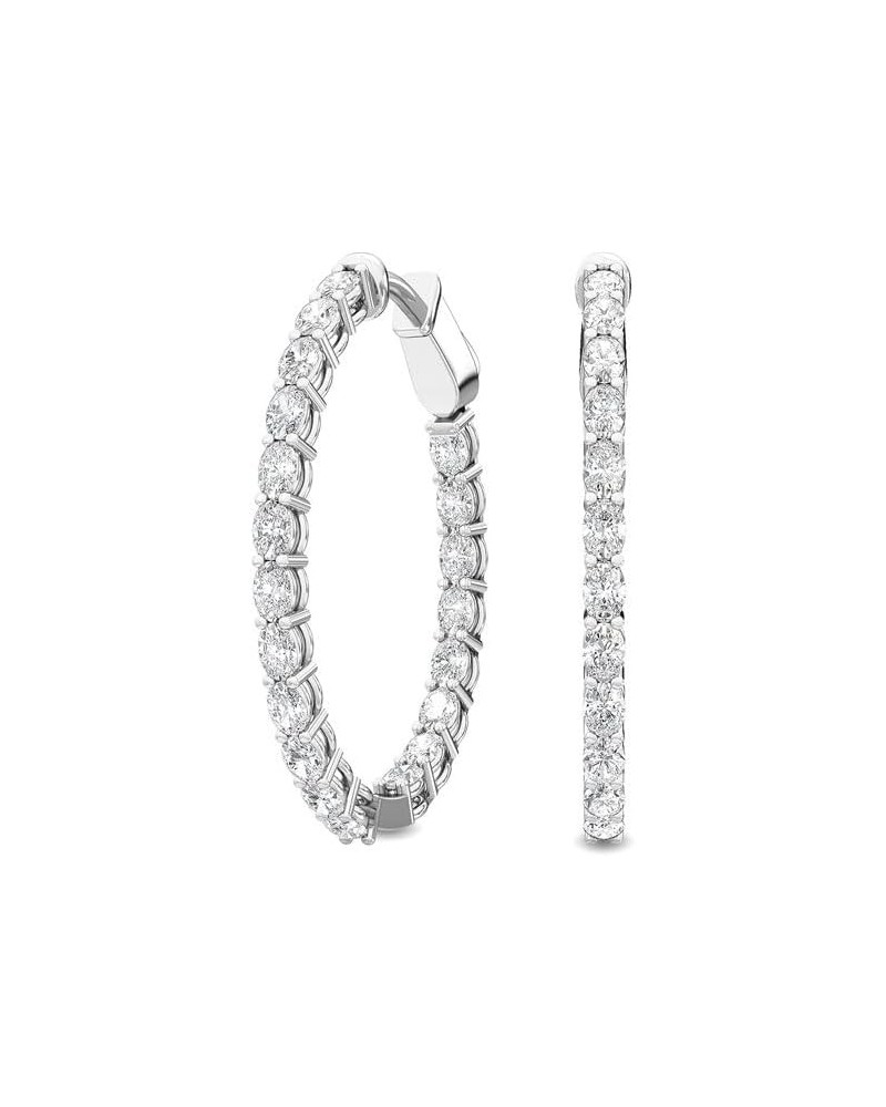 Stunning 1-5 Carat (ctw) White Gold Oval Shape LAB GROWN Diamond Hoops Earrings (Color E-F Clarity VS2-SI1) Platinum 2.5 cara...