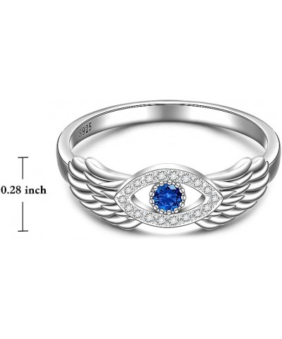 Sterling Silver Evil Eye Ring Feather Angel Wing Evil Eye Rings for Women Protection Greek Blue Turkish Nazar Jewelry $11.61 ...