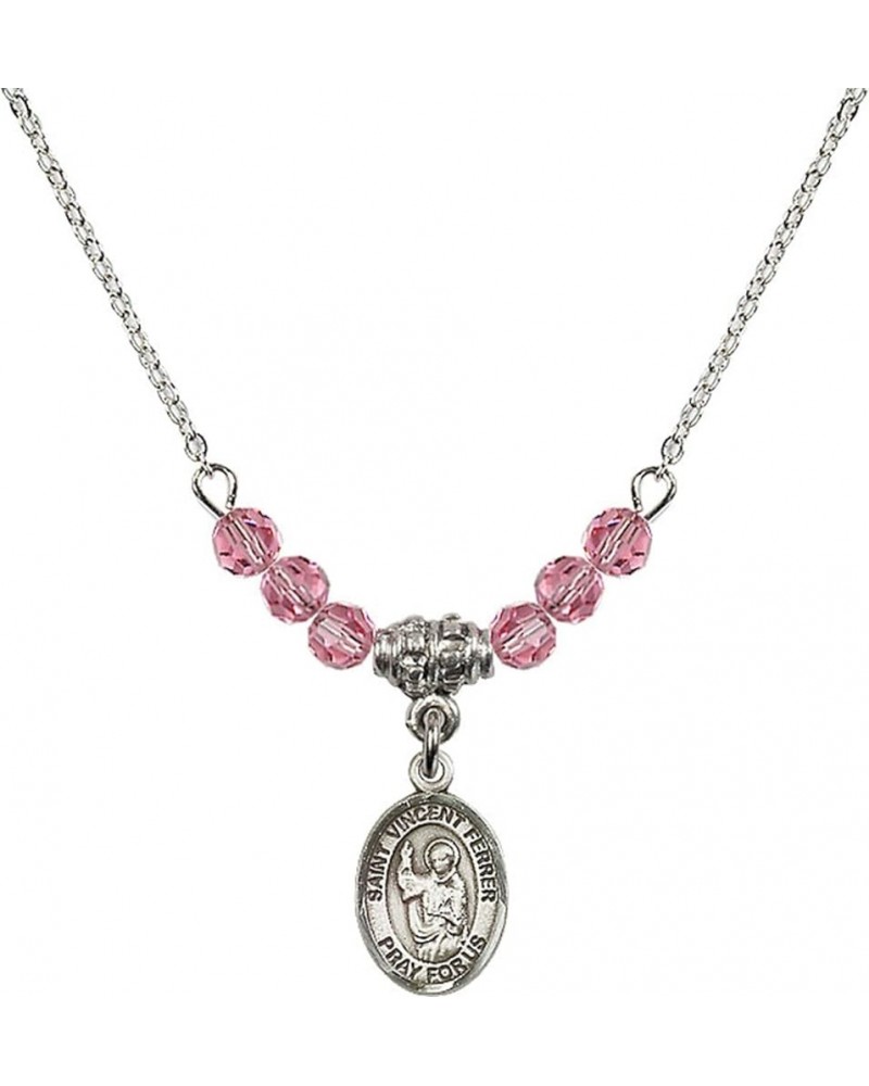 October Birth Month Bead Necklace with Catholic Patron Saint Petite Charm, 18 Inch Saint Vincent Ferrer $44.05 Necklaces