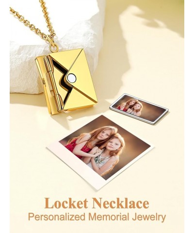 Personalized Locket Necklace Envelope Love Letter Necklaces with Photo Message Engraved for Women Men Stainless Steel Pendant...