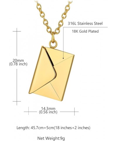 Personalized Locket Necklace Envelope Love Letter Necklaces with Photo Message Engraved for Women Men Stainless Steel Pendant...