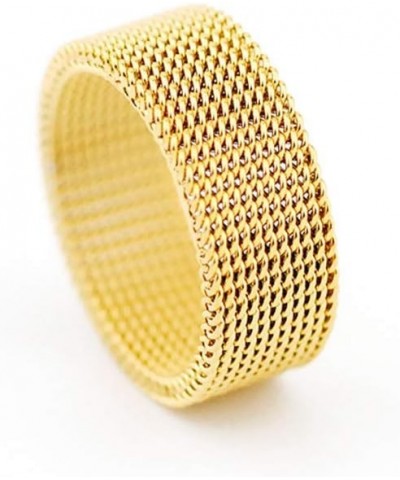 Stainless steel mesh ring Steel wire woven ring Soft Ring for Men and Women 10.25 8MM Gold $6.21 Rings