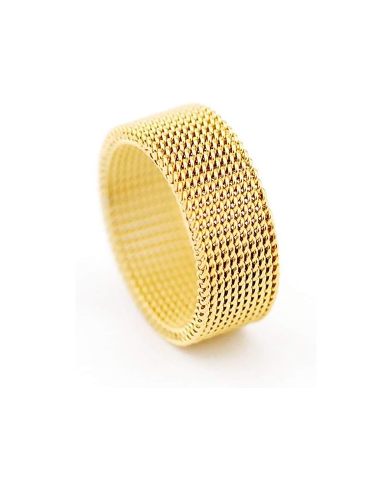 Stainless steel mesh ring Steel wire woven ring Soft Ring for Men and Women 10.25 8MM Gold $6.21 Rings