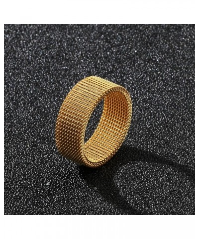 Stainless steel mesh ring Steel wire woven ring Soft Ring for Men and Women 10.25 8MM Gold $6.21 Rings