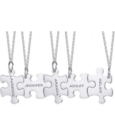 Personalized Necklace Custom 2/3/4/5/6 Pieces Matching Puzzle Piece BFF Friendship Necklaces Set, Stainless Steel Best Friend...