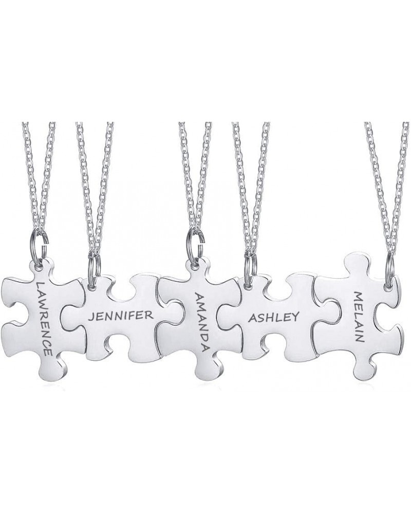 Personalized Necklace Custom 2/3/4/5/6 Pieces Matching Puzzle Piece BFF Friendship Necklaces Set, Stainless Steel Best Friend...