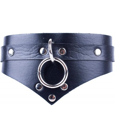 Leather V-Shape Neck Collar: The Adjustable Pin Buckle Punk Choker for Halloween Club Bar Performances $11.99 Necklaces