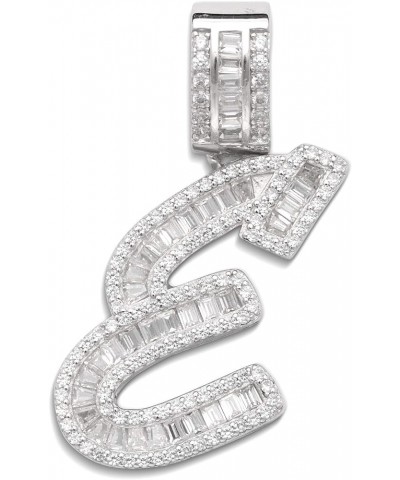 Letter Pendant in .925 Sterling Silver w. CZ Baguette Stones E $32.12 Pendants