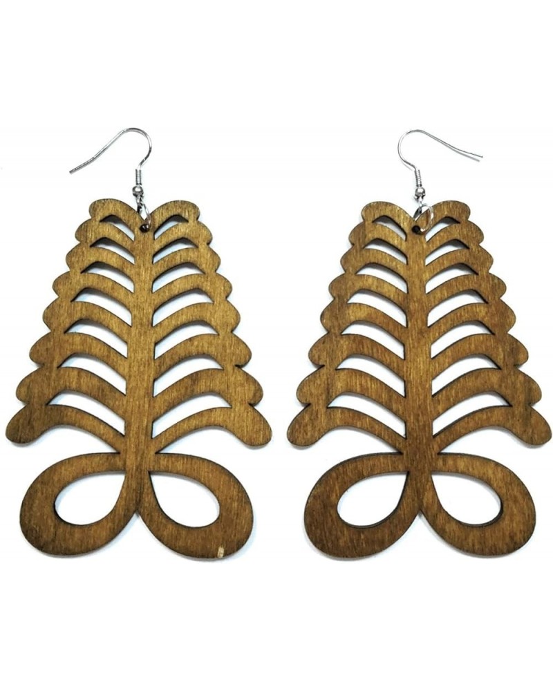 Adinkra Symbols Icons Endurance and Resourcefulness African Ghanaian Women Fashion Jewelry Big Long Dangle Earrings Brown $7....