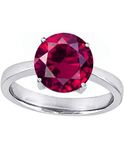 Sterling Silver Solitaire Big Stone Ring Created Ruby $30.79 Rings