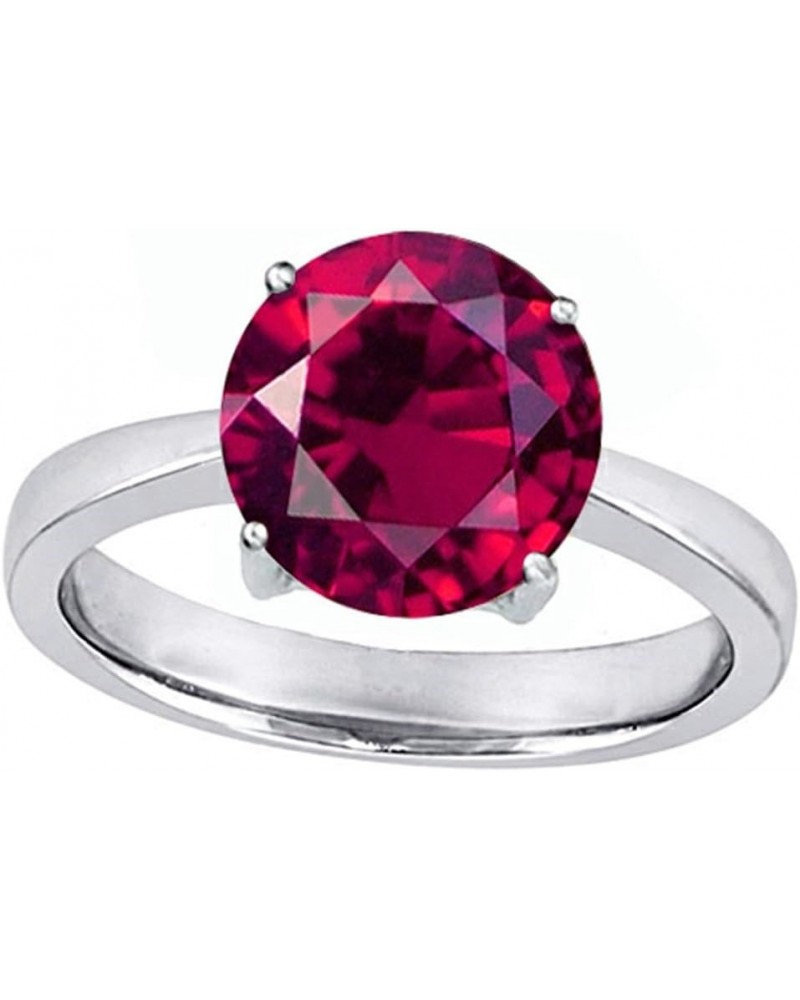 Sterling Silver Solitaire Big Stone Ring Created Ruby $30.79 Rings