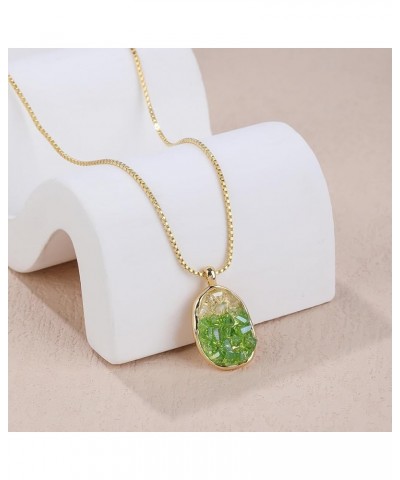 Gold Pendant Necklace for Women Trendy Green Gem Necklaces Cute Necklace for Teen Girls Dainty Aesthetic Preppy Jewelry Stuff...