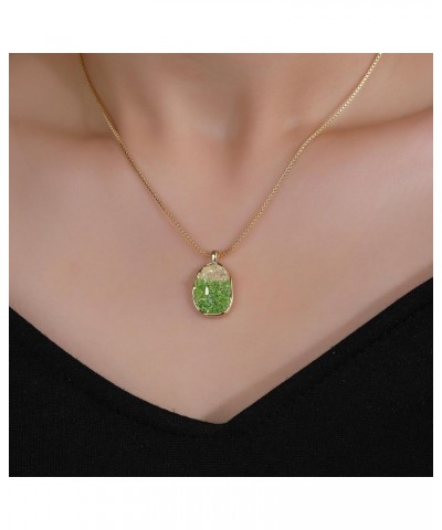 Gold Pendant Necklace for Women Trendy Green Gem Necklaces Cute Necklace for Teen Girls Dainty Aesthetic Preppy Jewelry Stuff...