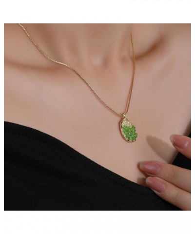 Gold Pendant Necklace for Women Trendy Green Gem Necklaces Cute Necklace for Teen Girls Dainty Aesthetic Preppy Jewelry Stuff...