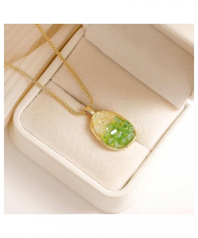 Gold Pendant Necklace for Women Trendy Green Gem Necklaces Cute Necklace for Teen Girls Dainty Aesthetic Preppy Jewelry Stuff...