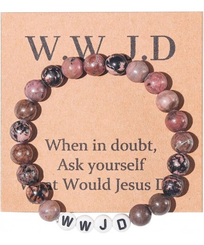 Natural Healing Stone WWJD Beaded Strand Adjustable Bracelet with Meaningful Card Inspirational for Women Jewelry Gifts What ...