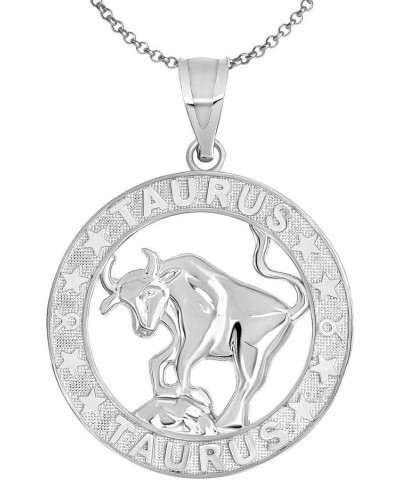 Sterling Silver Zodiac Sun Sign Symbol Unisex Men Women Jewlery Pendant With Chain 16.0 Inches Taurus $20.57 Necklaces