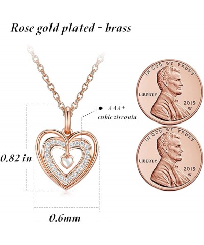 Gold Plated Heart Pendant Necklaces for Women and Girls, Forever Love Double Heart Pendant Chain with Sparky Cubic Zirconia w...