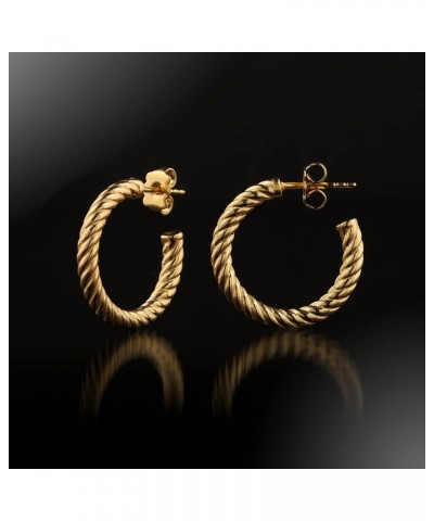 Classic Collection - "Embrace Me Gently" - 22K Gold-Plated Cable Hoop Earrings (diameter 0.6 inches) For Sensitive Ears $26.2...