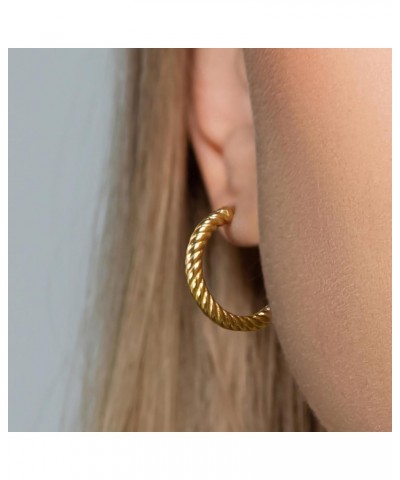 Classic Collection - "Embrace Me Gently" - 22K Gold-Plated Cable Hoop Earrings (diameter 0.6 inches) For Sensitive Ears $26.2...