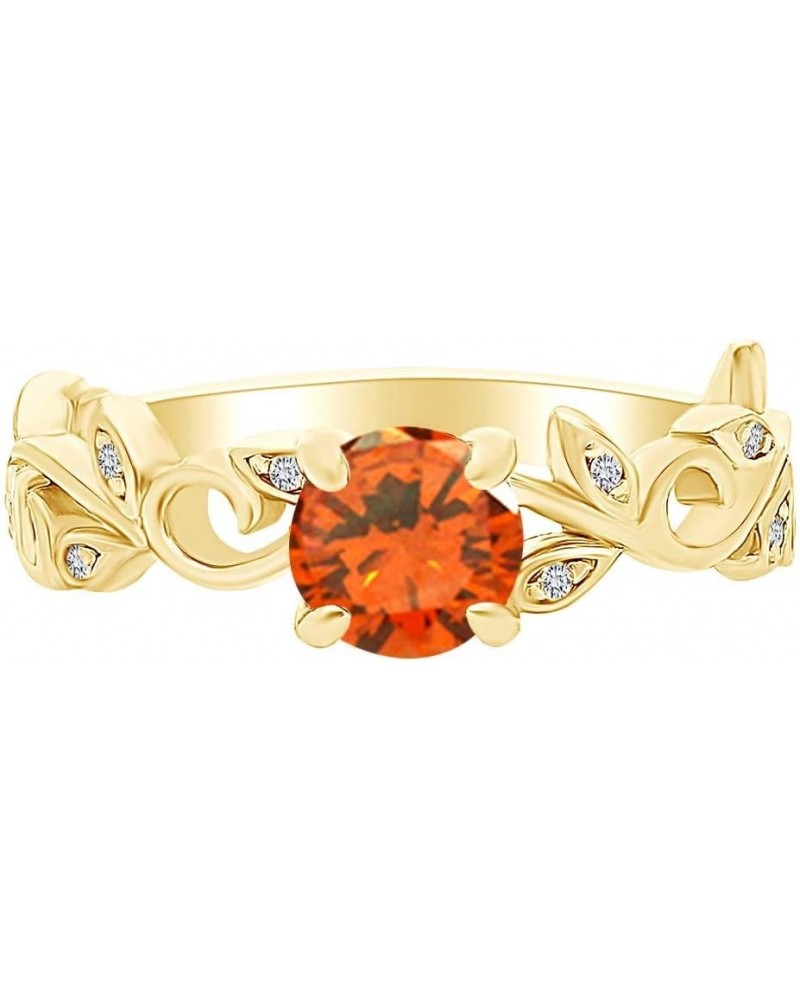 14k Yellow Gold Over Sterling Silver Leaf Filigree Engagement Ring Citrine $45.09 Rings